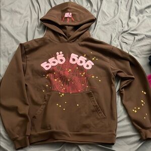 SP5der brown angle number hoodie